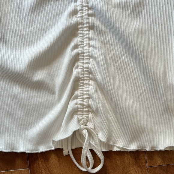 ❤️🔥5/20$ NOBO💫 Women’s White V-Neck Ribbed Drawstring Front Short Sleeve Top - Picture 4 of 8